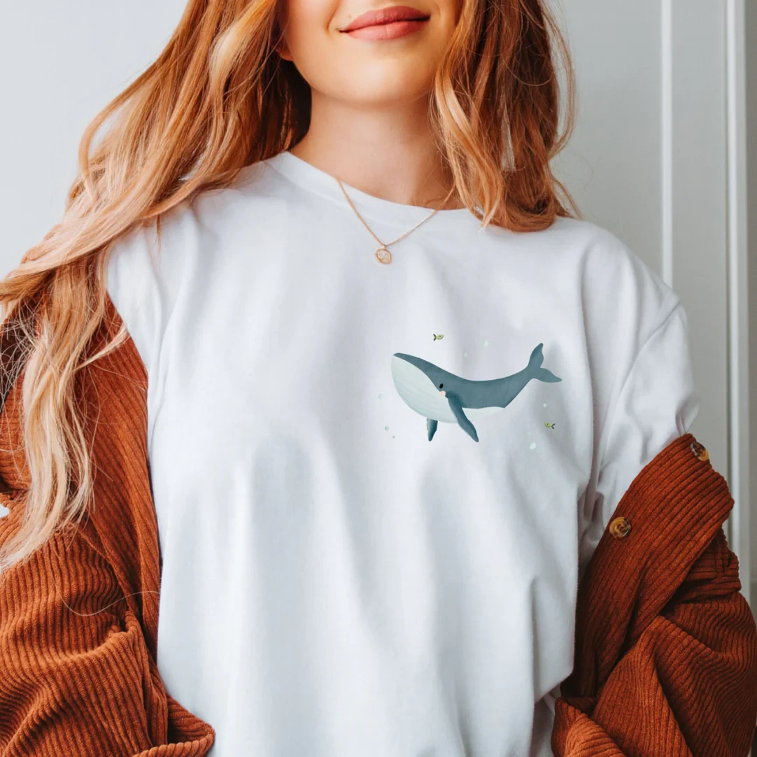 Camiseta Ballena Animales Marinos - ALGODÓN ORGÁNICO Ballena Jorobada Camisa Mar