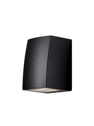 Black downlight wall lamp for outdoor use. Sleek, modern design with a focused beam of light.