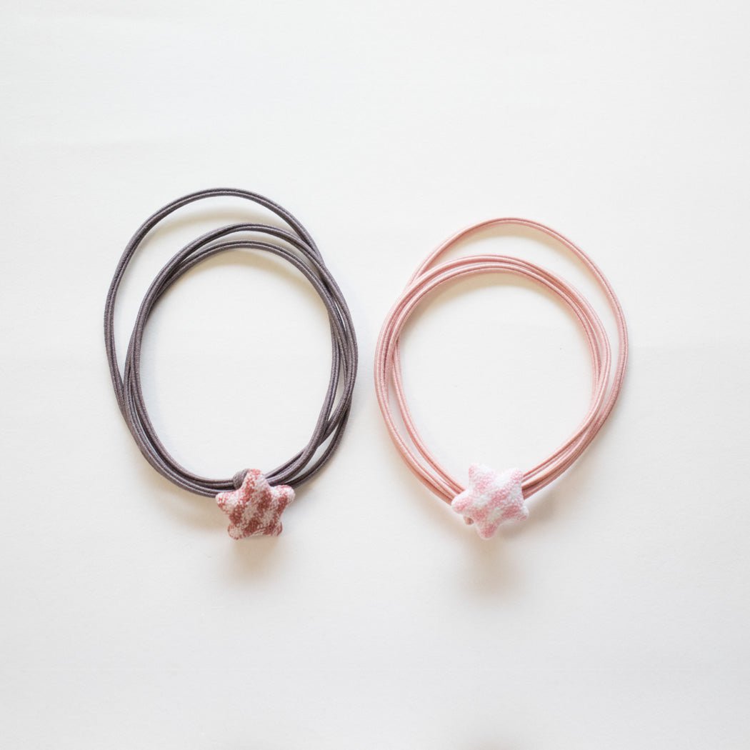Haargummis - Vichy-Sternenbänder Pink