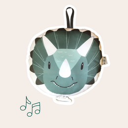A round, plush dinosaur-themed cushion with a smiling face and textured shell pattern. The cushion is designed for children's room decor and features a variety of musical-themed product variants.
