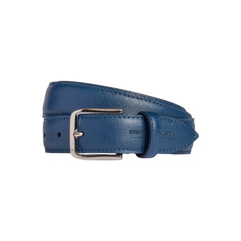 RB4017D | In Italien hergestellter Damengürtel aus echtem Saffiano-Leder. Schnalle in glänzender Silberoptik. Farbe: Blau. Maße: 115 x 3,0 x 0,5 cm (Taillenumfang 100 cm)