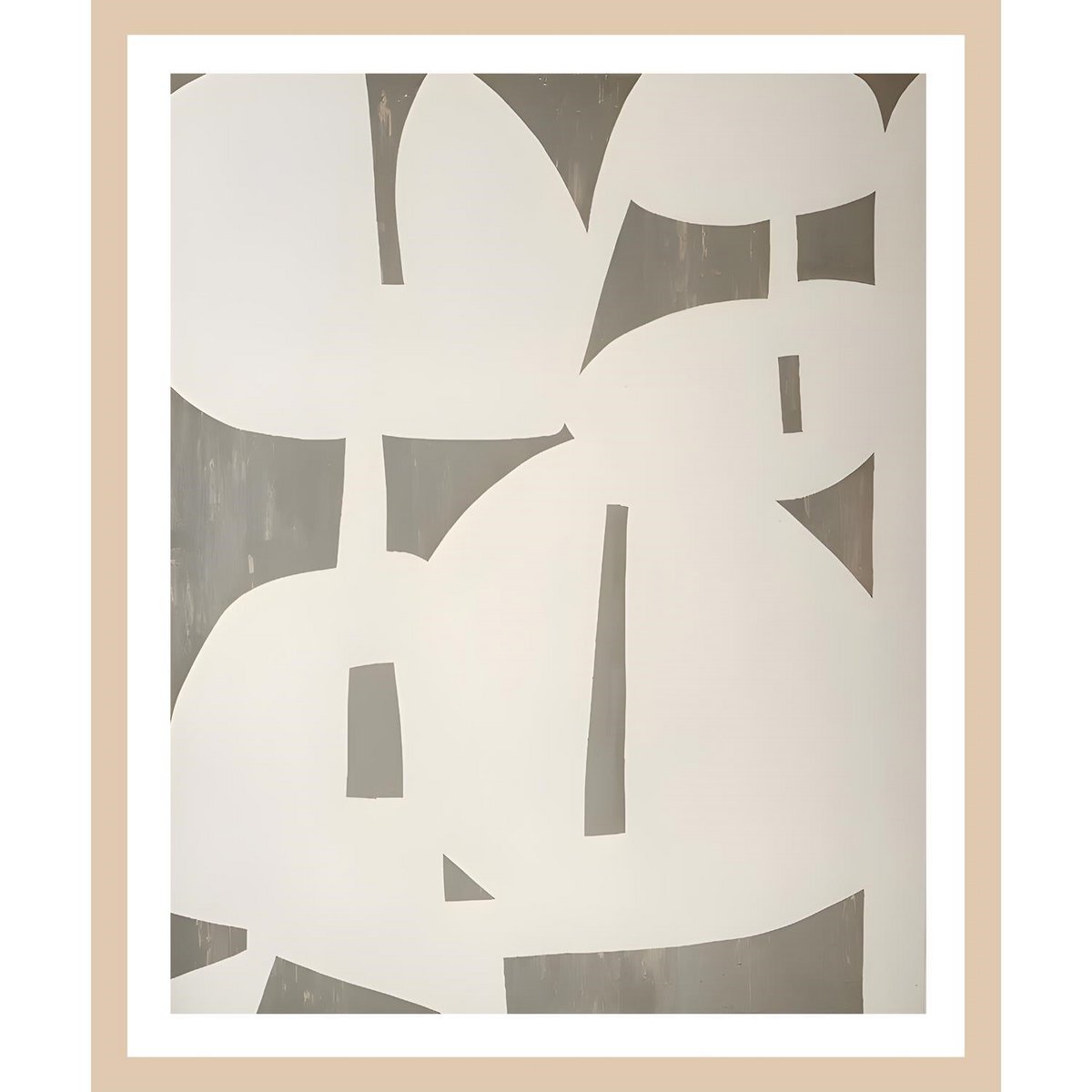 Frame picture - abstract drawing in beige