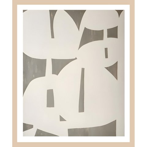 Rahmenbild - Abstrakte Zeichnung in Beige