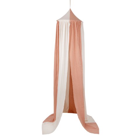 Cotton circus canopy with ruffle “Rust Check”