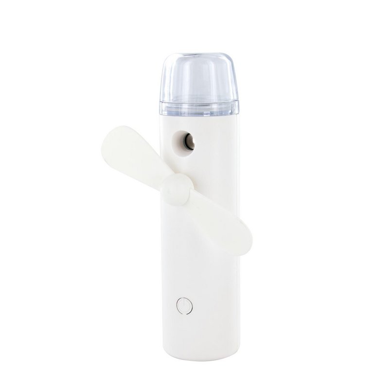 Rechargeable handheld fan with mist – USB – White – 15 cm