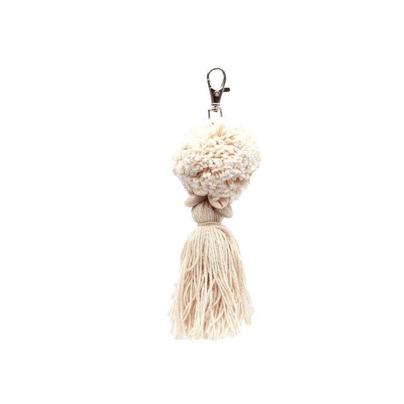 De Pompom-sleutelhanger - Wit