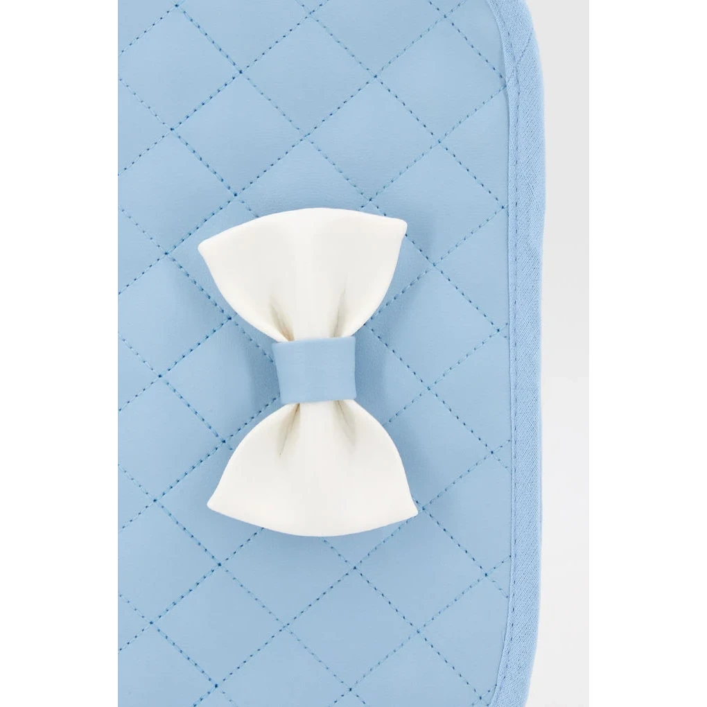 Baby quiltet dokumentholder med sløjfe, grå
