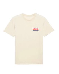  Cream unisex cycling t-shirt with "Eat Pasta Ride Fasta" text print, short sleeves, casual style.