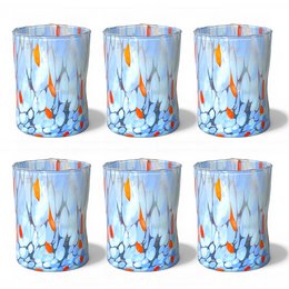 Verres Naif Tumbler en verre soufflé et fait main avec murrine de Murano, ligne « I Colori di Murano » 395 ml. Fabriqué en Italie
