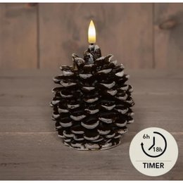 LED candle pine cone brown 8.5x10cm