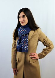 Écharpe en coton avec imprimé de rugby en bleu marine