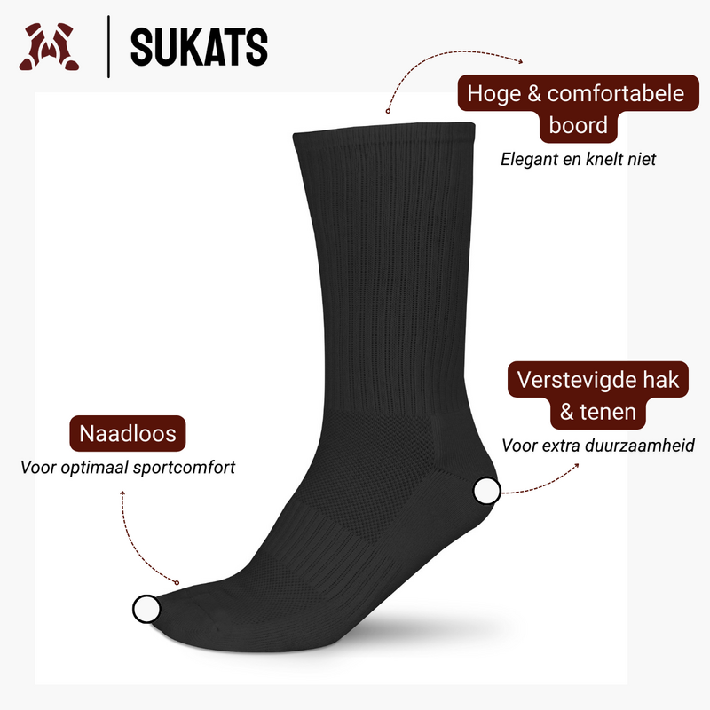 Sukats® 6 pares de calcetines deportivos | El atleta | Calcetines de tenis | Calcetines para correr | Sin costuras | Blanco o negro | Múltiples tamaños