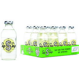Refreshing juice with ginger and lime flavors, packaged in a glass bottle with a playful, nature-inspired design.