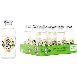 Refreshing juice with ginger and lime flavors, packaged in a glass bottle with a playful, nature-inspired design.