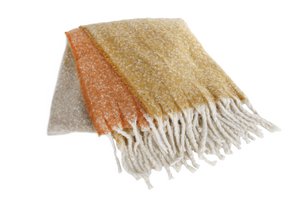 Plaid Cozy cream/orange/ochre fabric