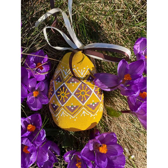 Uovo di Pasqua dipinto a mano (giallo)