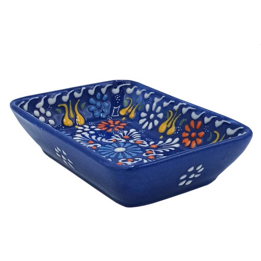 Portasapone Ebabil blu scuro e bianco, dipinto a mano