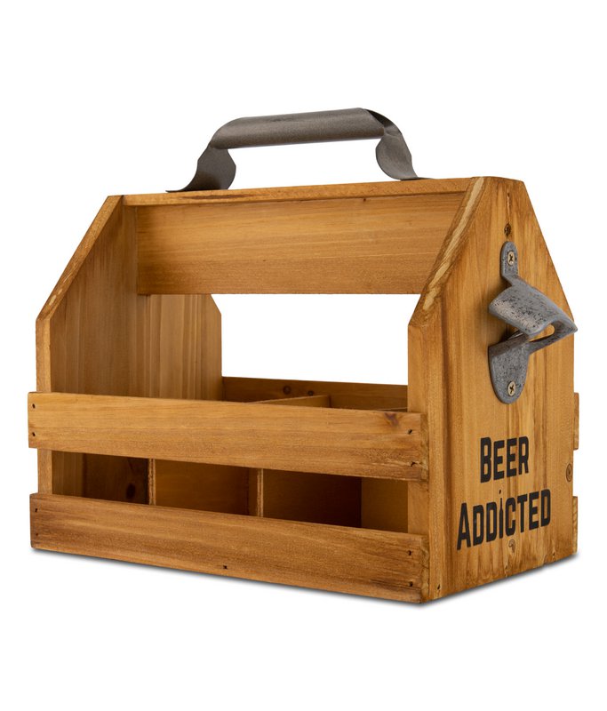 Caddy in legno per 6 bottiglie di birra