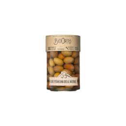 Organic olives in water, 370 ml glass jar. Olives in a glass jar with a natural, earthy label.
