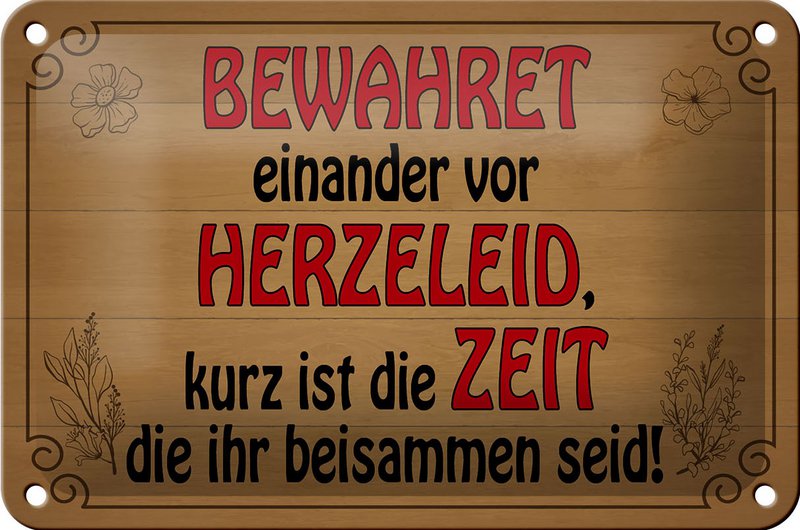 Tin sign saying 18x12cm protect each other from heartache decoration