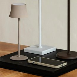 Maya Shadow Grey Ribbed Bordlampe