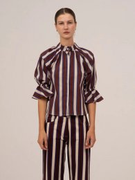 Frostbite gestreepte bordeaux en blauwe blouse