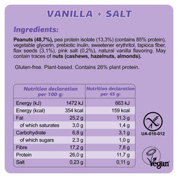 Keto Vegan Gluten Free Bar "Vanilla + Salt" 45G