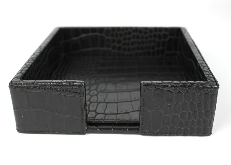 Soporte de servilleta Square S Crocodelo de cuero de cuero sintético Negro