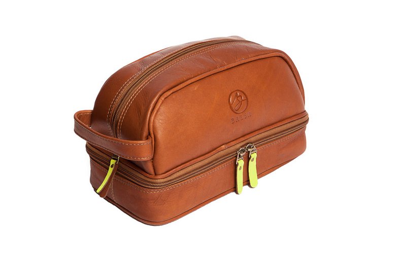 Trousse de toilette avec compartiment - Cognac yellow