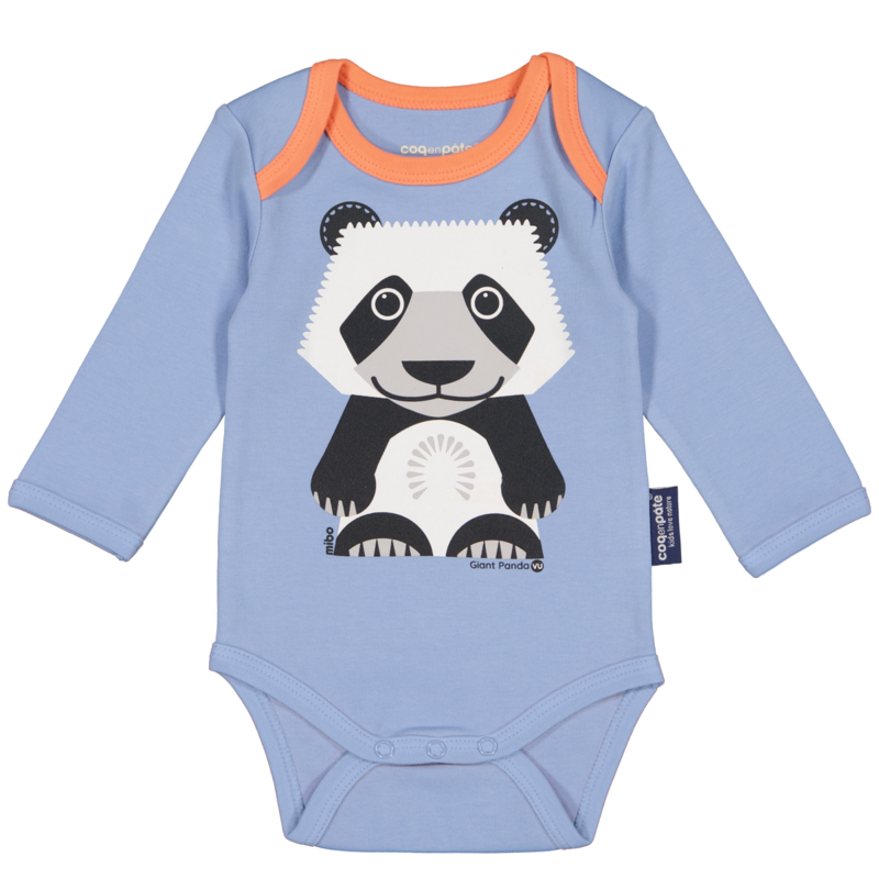Long Sleeve Bodysuit & Bib Set | Organic cotton |Panda | Birth gift