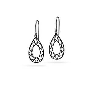 Oorbellen "Diamondcut druppel" | zwart