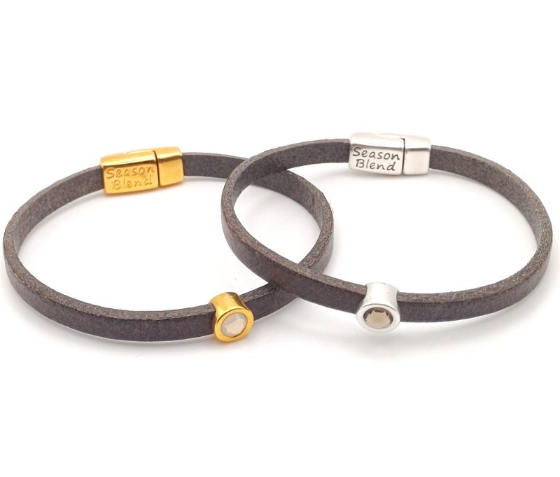 Shorty leather bracelet dark taupe