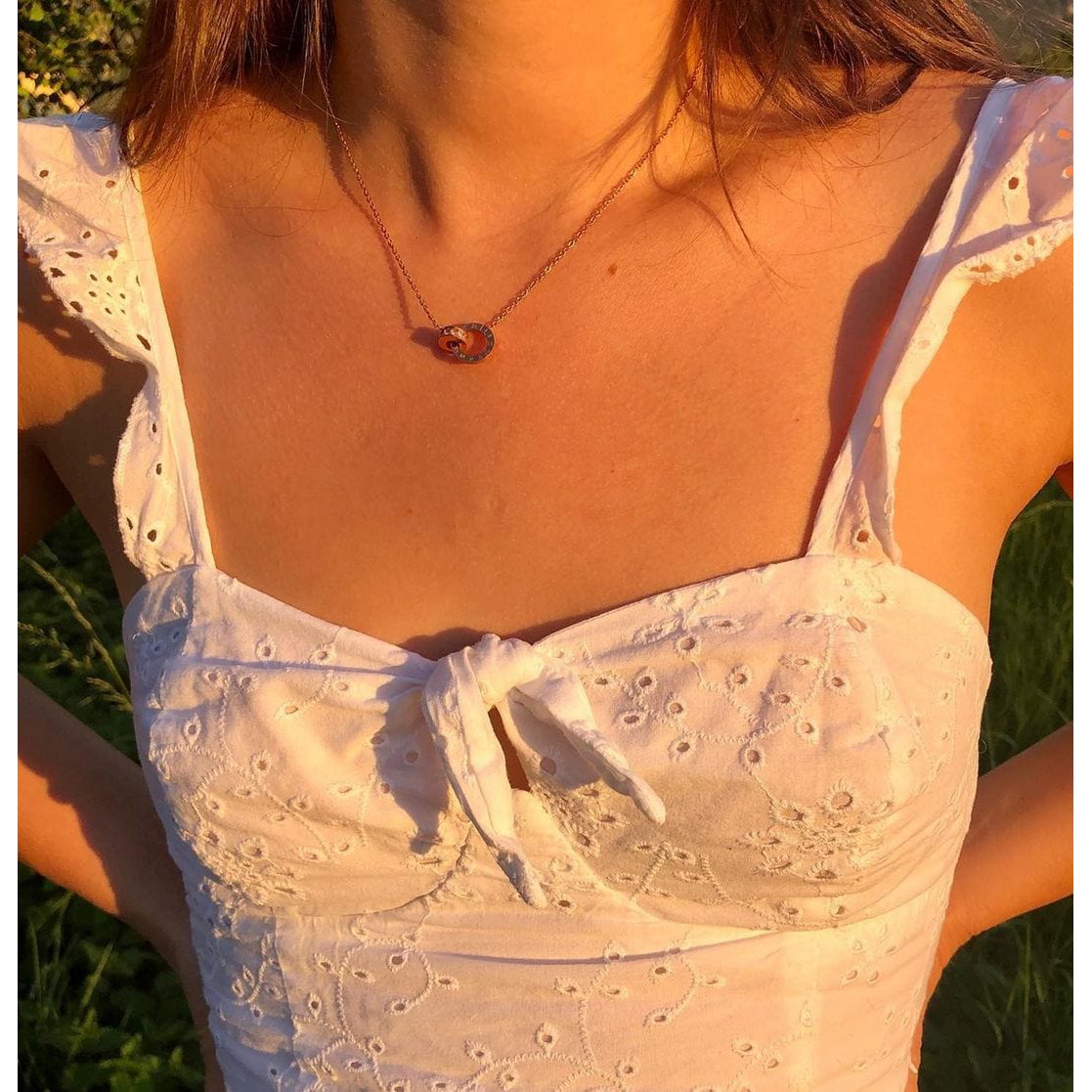 Necklace with Joined Rings & Crystals