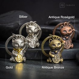 Glückskatze Winkekatze Schlüsselanhänger "Maneki Neko" - Süßer Lucky Cat Katze Anhänger - Katze Glücksbringer