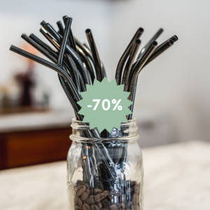 CURVED stainless steel straw - BLACK