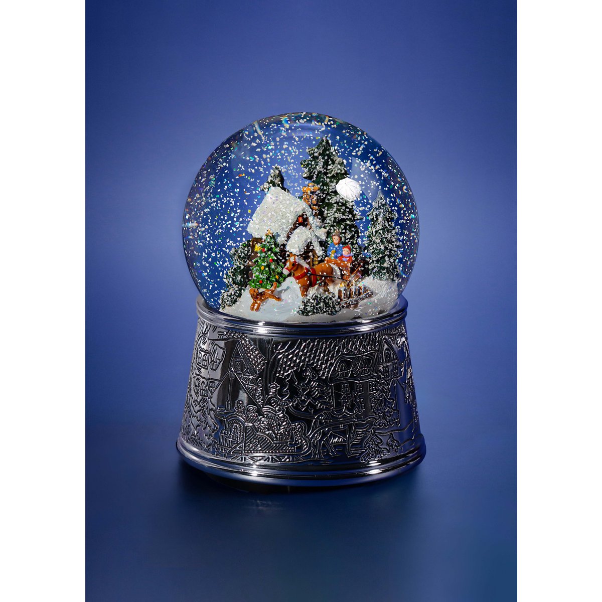 Kerstmuzikale sneeuwbol "Christmas Snowstorm", achtergrondverlichting, automatische elektrische sneeuwstorm, glas
