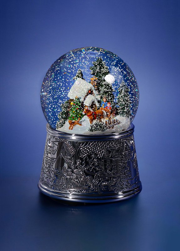 Christmas Musical Snow Globe "Christmas Snowstorm", baggrundsbelysning, automatisk elektrisk snestorm, glas