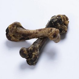 Brown ham bone chew toy, natural bone texture, knobbed ends, pet treat