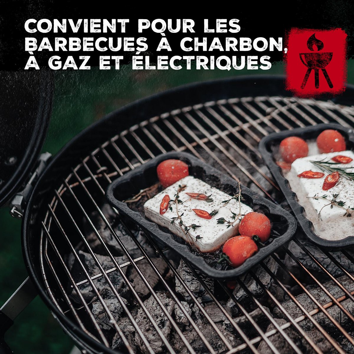 Set of 2 enameled steel barbecue dishes 21 x 12 cm FM Professional Barbecue