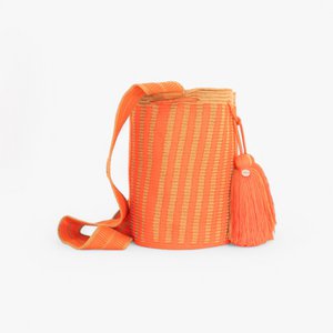 Striped crossbody bag L | Tangerine