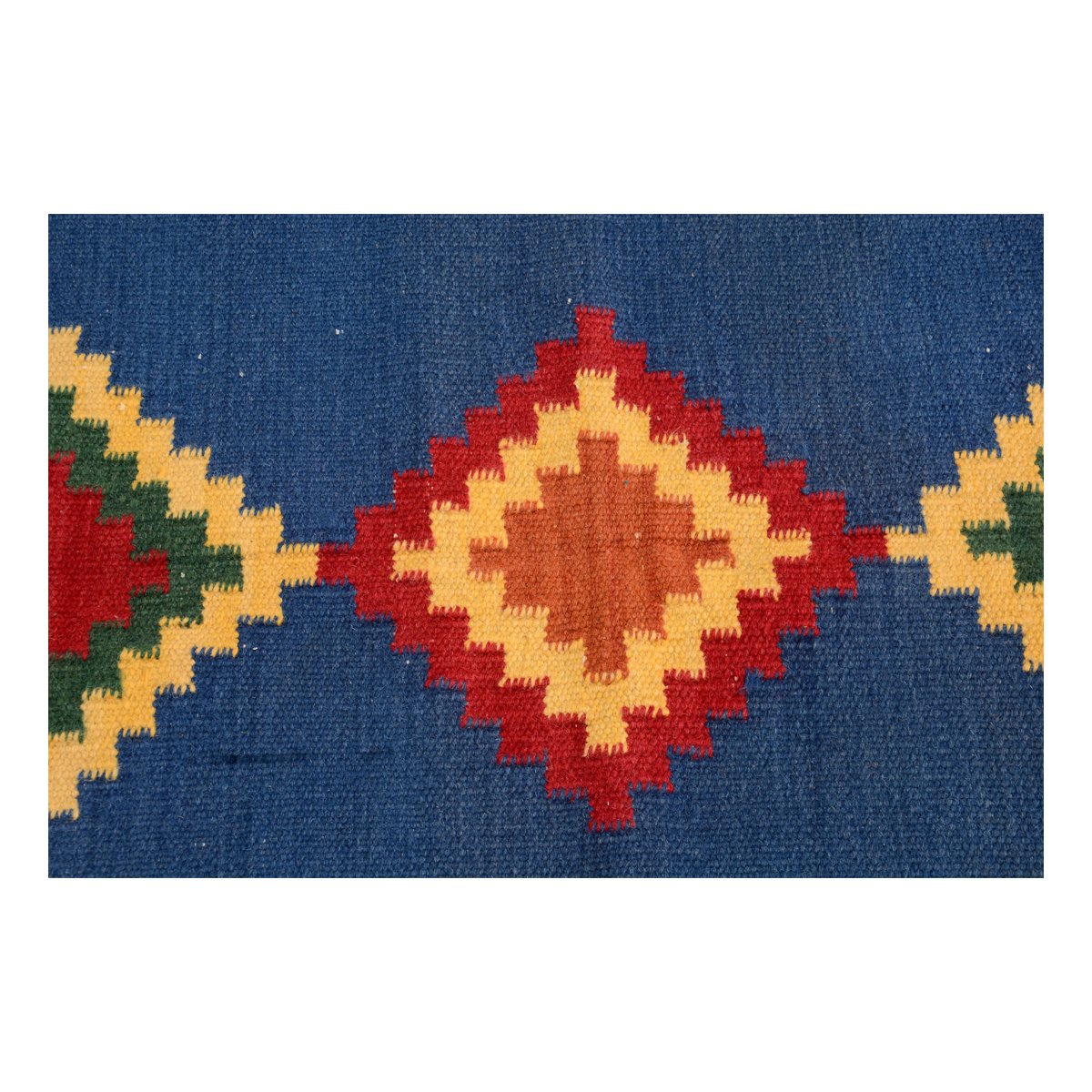 Alfombra Kilim Tribal Azul Hecha A Mano