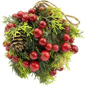 Weihnachtsstück geschlossener Weihnachtskranz | Ø 13cm | Weihnachtskugel zur Wand- oder Türmontage | rot