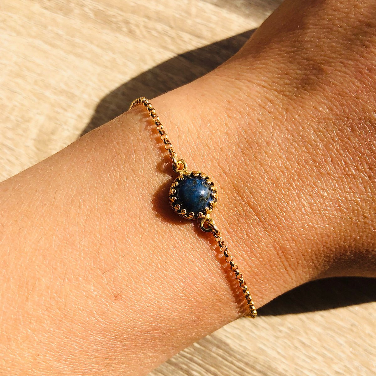 Pulsera de piedra natural Margaux plata dorada