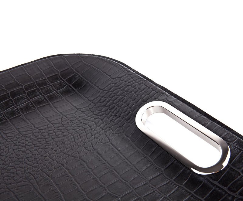 Comprimé rectangular plates plates en cuir synthétique noir crocody