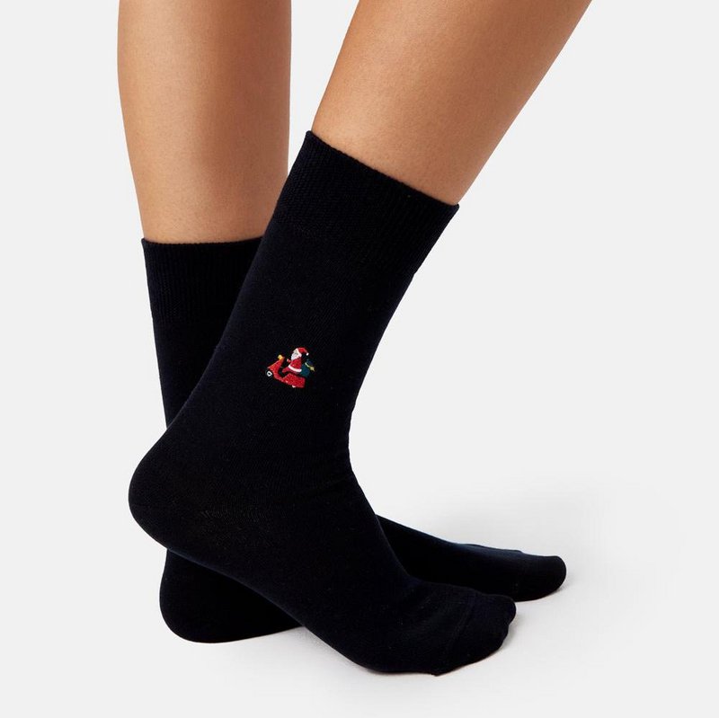 Bio Socken Santa Vespa - Schwarze Socken mit Weihnachtsmann, Xmas