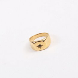 Doneen - Anillo tipo sello con estrella de cristal negro