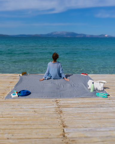 ATOM XXL Oversized Cotton Beach Towel – 200x250 cm – Picnic Blanket Throw – Grey