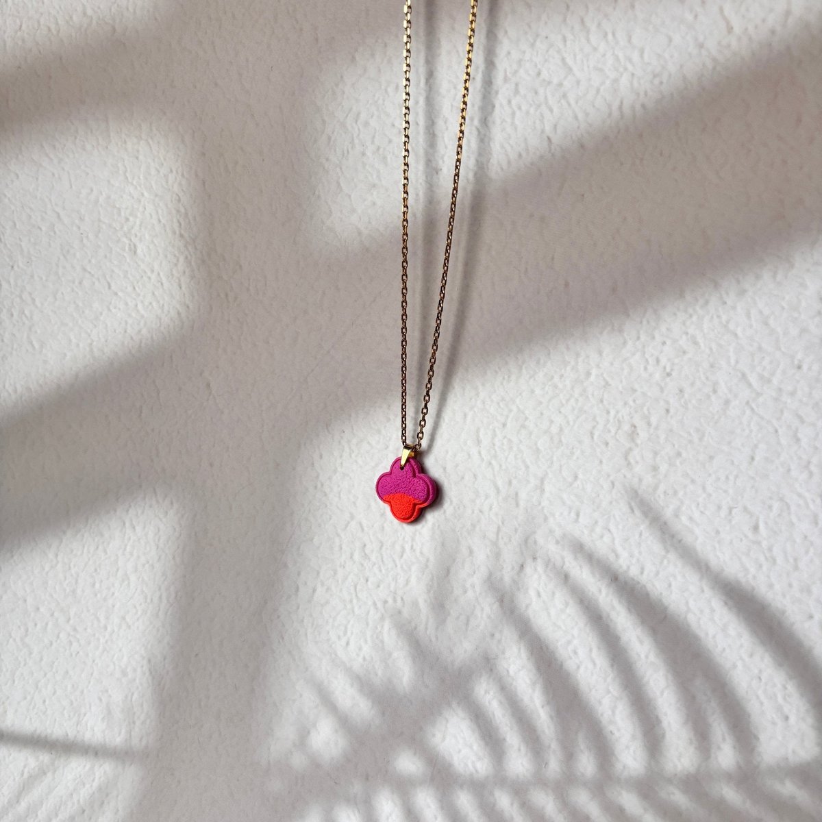Amalfi - Artisan Orange and Fuchsia Four-leaf Clover Necklace