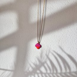 Amalfi - Artisan Orange and Fuchsia Four-leaf Clover Necklace