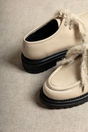 ODDA ALIAS LATTE – Leren dikke loafers met platformzool